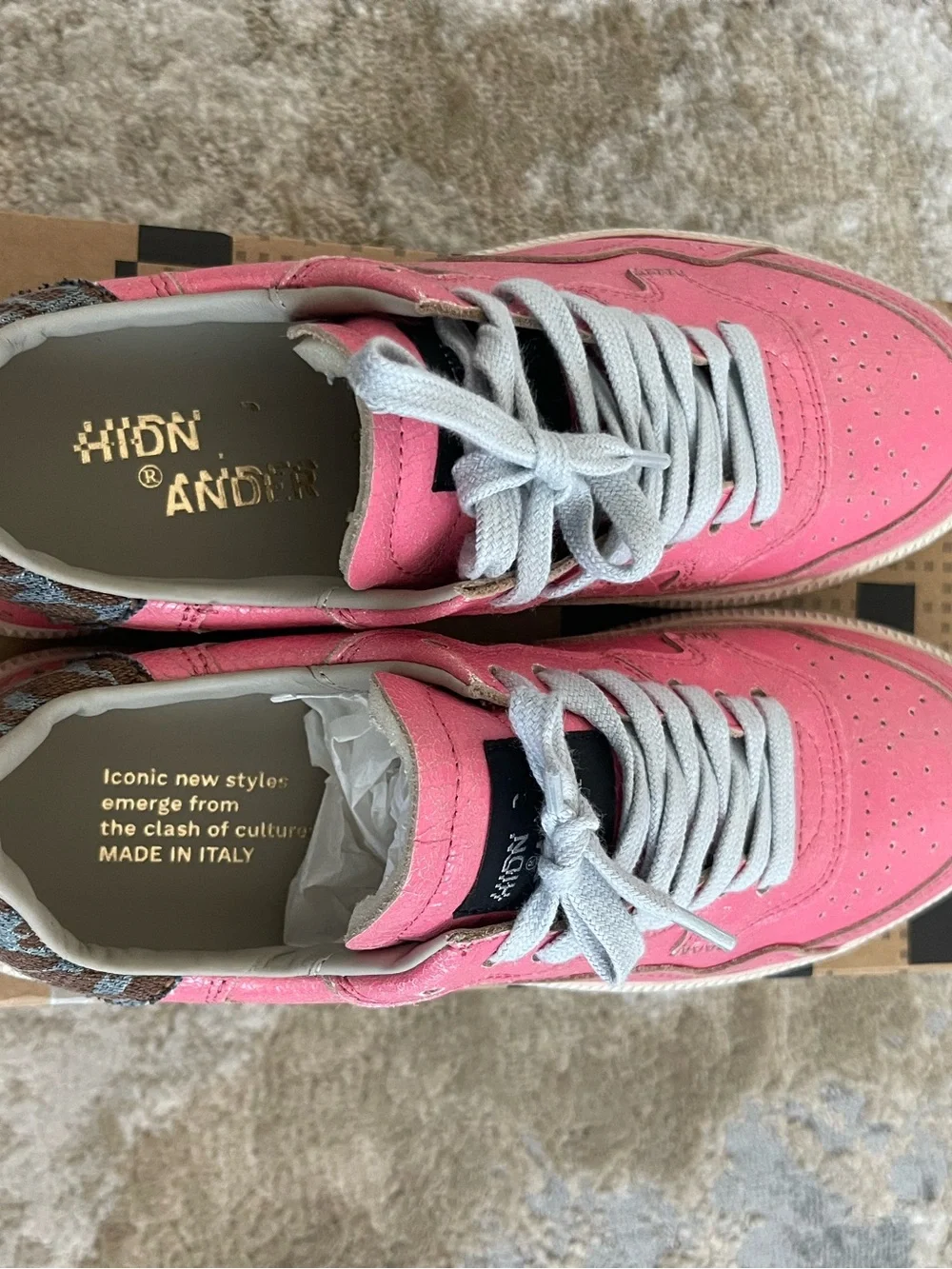 Women’s Pink Leather Low-Top Sneakers with Lace-Up Comfort